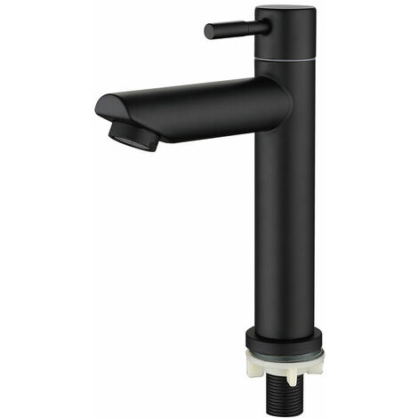 basin faucet faucet for bathroom faucets with spout cold water faucet pillar valve,Total height: 18cm,BLACK
