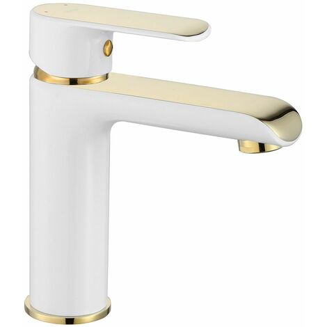 Basin faucet REA Bloom White Gold Low