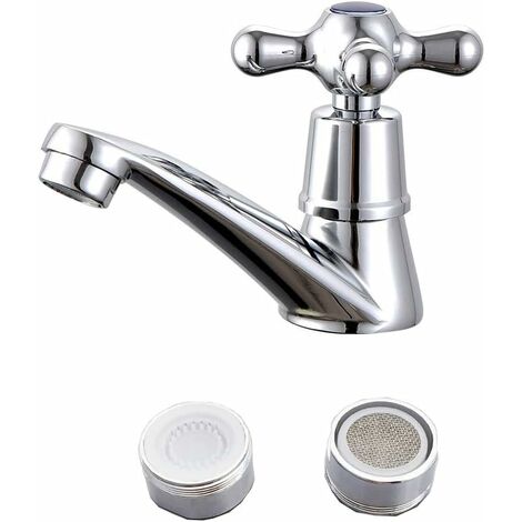 Basin Faucet Single Handle Water Nozzle Cold Water Tap, Modern Single Cold Faucet Sink Accessories Chrome Finish Water Tap, with Filter