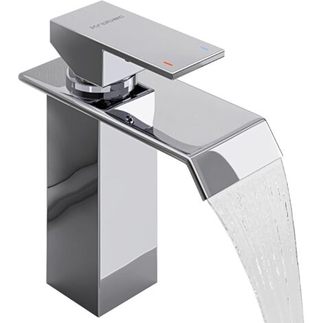 Basin faucet waterfall effect mixer Cold and hot water Modern style High height