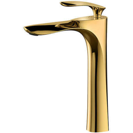 Basin Faucets Single Lever Sink Mixer Tap Bathroom Faucet High Gold Body with 60cm Connection Hose X2