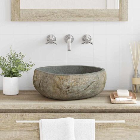 Basin Hellgrau (38-45) x (30-35) x 15 cm Flussstein vidaXL