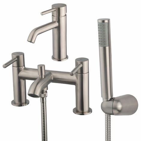 main image of "Basin Mixer Tap Bath Shower Set Brushed Nickel Modern Mono Bathroom Contemporary"