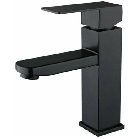 Basin mixer tap, black stainless steel 304 basin tap, adjustable hot and cold water --