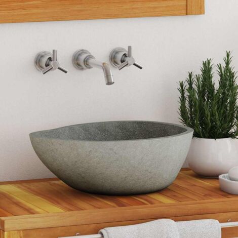 Basin River Stone Oval (37-46)x(29-36) cm vidaXL