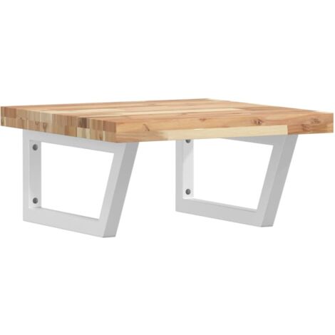 Basin Shelf Wall Mounted Steel and Solid Wood Acacia vidaXL