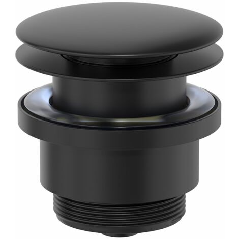Basin Waste Sink Push Button Pop Up Bathroom Slotted & Unslotted Plug Black