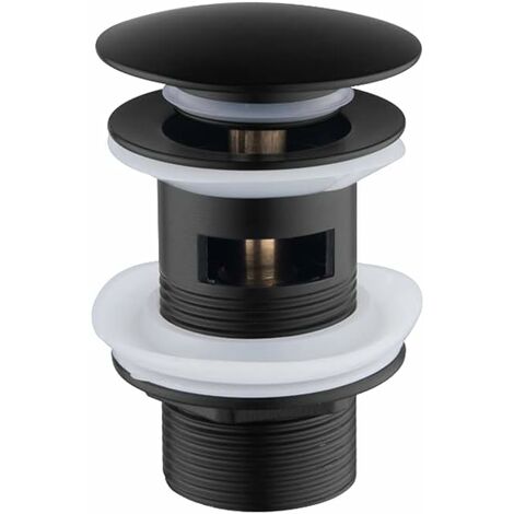 Basin Waste Slotted, Basin Sink Waste Modern Pop Up Click Clack Sprung Plug Slotted, Bathroom Sink Waste, Pop Up Sink Plugs Basin for Bathroom Sink Tap, Black