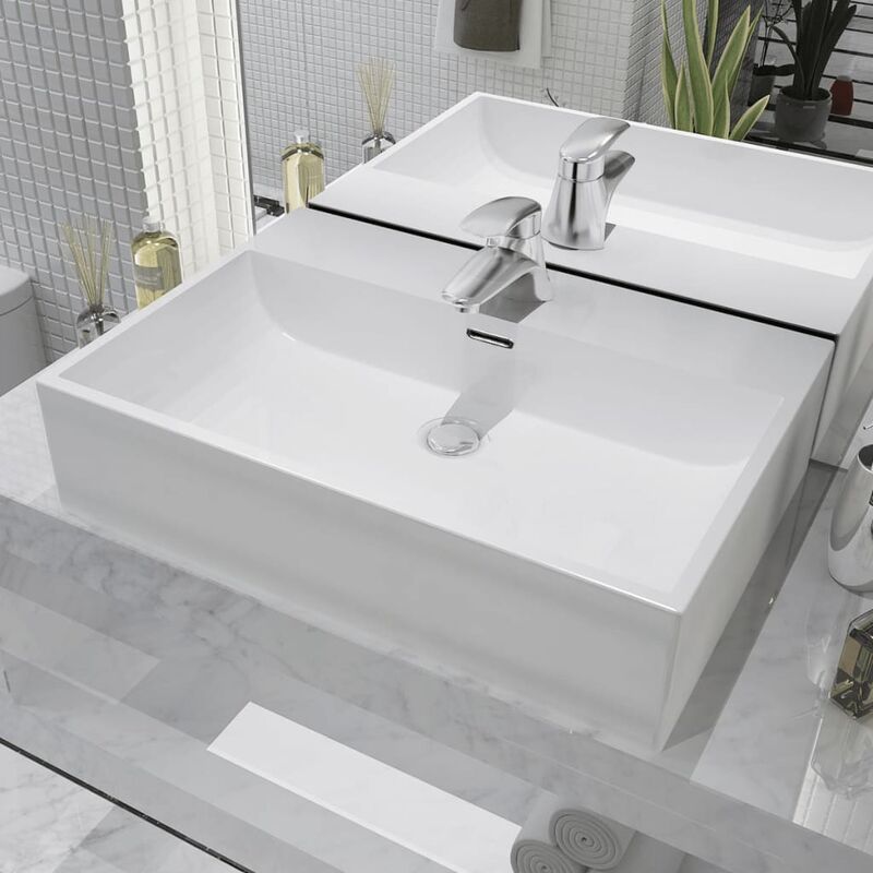 Basin with Faucet Hole Ceramic White 60.5x42.5x14.5 cm3771-Serial number