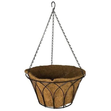 Basket Hanging Gothic Round Flat Bottom Black Steel Garden Pride
