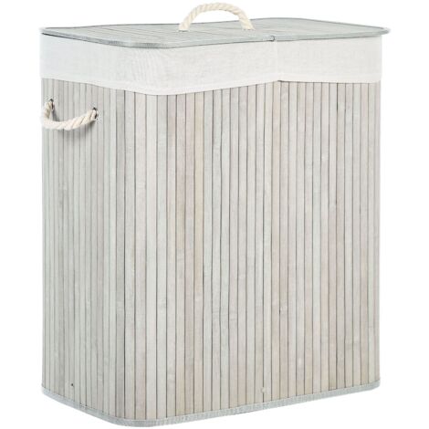 Basket KANDY Bamboo Wood Light Grey 100 L