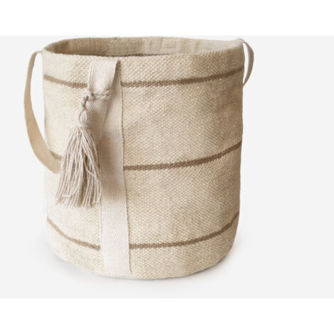 BASKET LINEAS BEIGE Y CAMEL Ø30X30CM