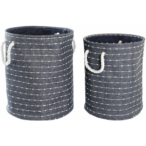 Basket Set 2 Polyester 38x38x47 Marineblau Polyester mehrfarbige Farbmaterial Körbe und Kisten Details