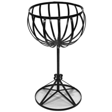 Basket Stand 84 cm Tall Cauldron Planter Steel Black Garden Pride