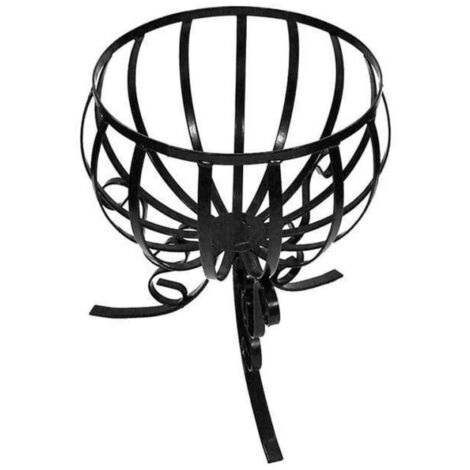Basket Stand Cauldron Planter With Legs Steel Black Garden Pride