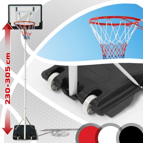 Basketballkorb Basketballständer Basketballanlage mit Ständer & Brett für Kinder, Jugendliche & Erwachsene, höhenverstellbare 230 - 305cm, mobile Korbanlage mit Rollen für Indoor & Outdoor