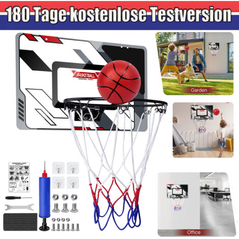 Basketballkorb Set, mit Ball & Ballpumpe, Mini Backboard zum Hängen Ø40cm 2024