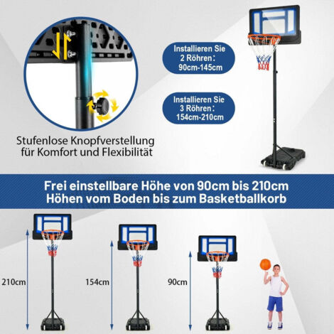 Basketballstander 90158 210 cm hohenverstellbar basketballkorb mit stander wetterbestandig indoor outdoor blau