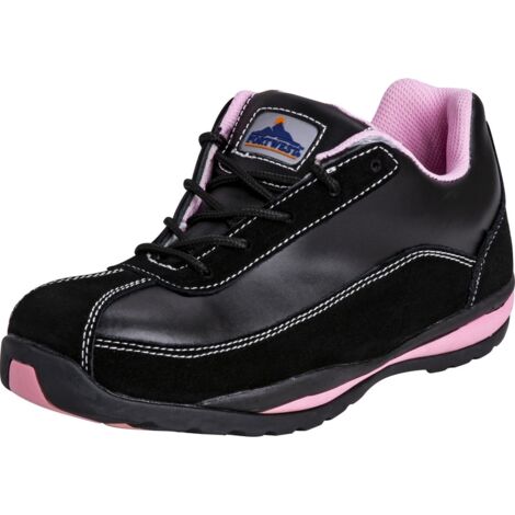 Baskets de sécurité femme basses Portwest S1P Trainer HRO Noir / Rose 40.