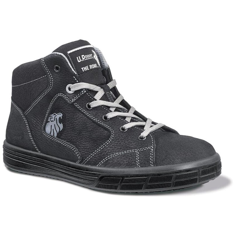 Baskets de sécurité hautes lion S3 src tige en cuir hydrofuge T38 noir/gris U-power SN10014LION 38