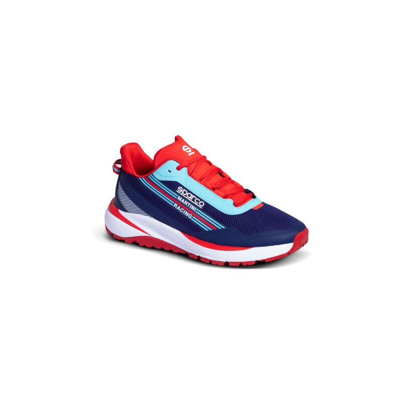 Baskets Sparco light S-Run Martini Racing N.43 Bleu Marine/Rouge en mesh respirant avec inserts re'fle'chissants avec imprime' livre'e Martini Racing