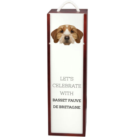 Basset Breton, Basset Fauve de Bretagne - boîte à vin géométrique avec photo et inscription par Art-Dog