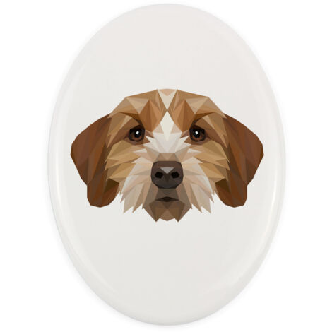 Basset Breton, Basset Fauve de Bretagne - plaque avec photo et inscription géométrique par Art-Dog
