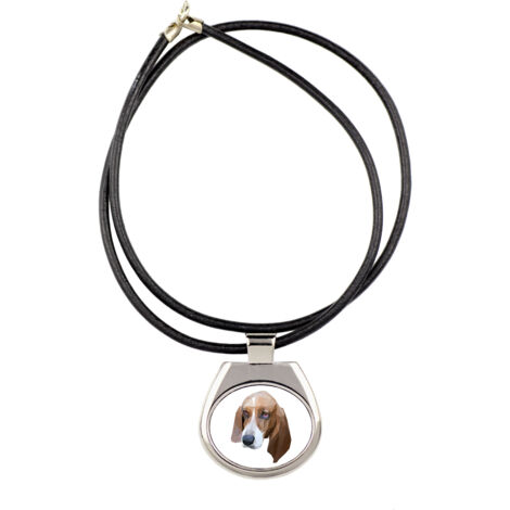 Basset Hound - collana con foto e scritta geometrica di Art-Dog