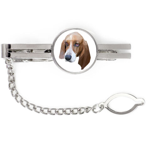 Basset Hound - pince à cravate géométrique avec photo et inscription Art-Dog
