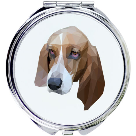 Basset Hound - specchio con foto e scritta geometrica di Art-Dog