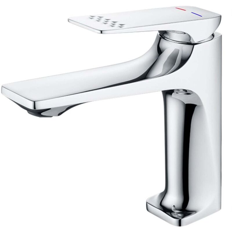 Tonchean - Bassin à noyau de cuivre robinet chaud et froid résistant aux éclaboussures hauteur de l'évier 16,5 cm tuyau d'entrée d'eau 60 cm argent