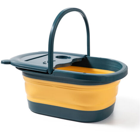 Bassin de bain de pieds pliable, bassin de massage des pieds profond pour la maison, modèle de voyage portable et peu encombrant, cyan.