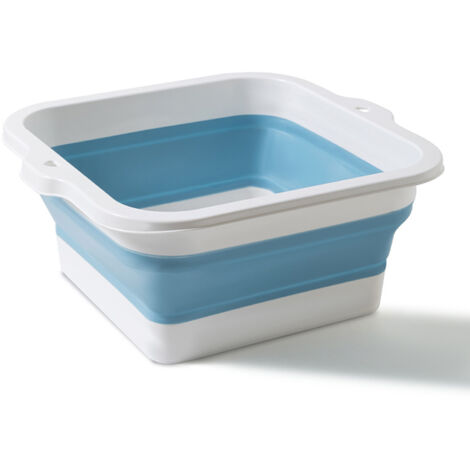 Bassin de Bains de Pieds Pliable Grande Capacité, Modèle Folding Foot Bucket Silicone Écologique pour Maison Voyage Bleu
