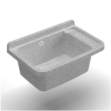 Bassin mural en résine thermoplastique 60L x 40P x 25H cm – Résistant aux acides et détergents – Kit de fixation murale inclus – Mongardi