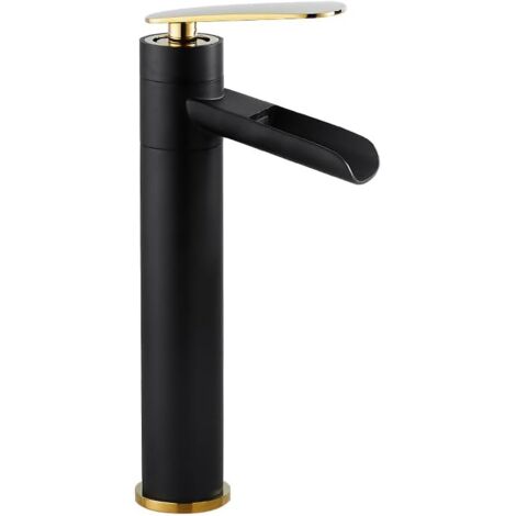 Bassin Robinet à trou de salle de bain robinet d'eau chaude et à eau froide, noir haut, robinet de salle de bain, de lavabo monotrou