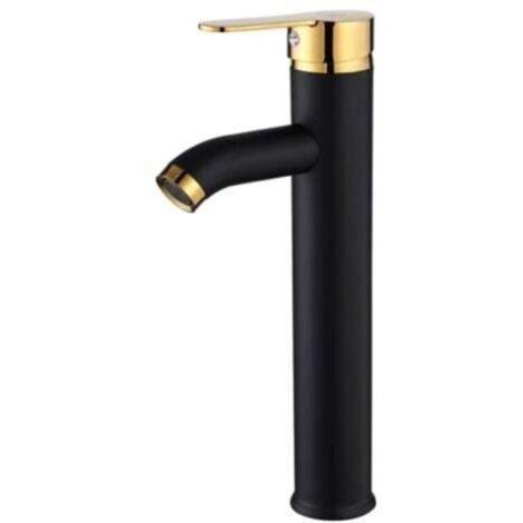 Bassin robinet d'eau chaude et froide lavabo robinet de salle de bain noir or haut coude simple