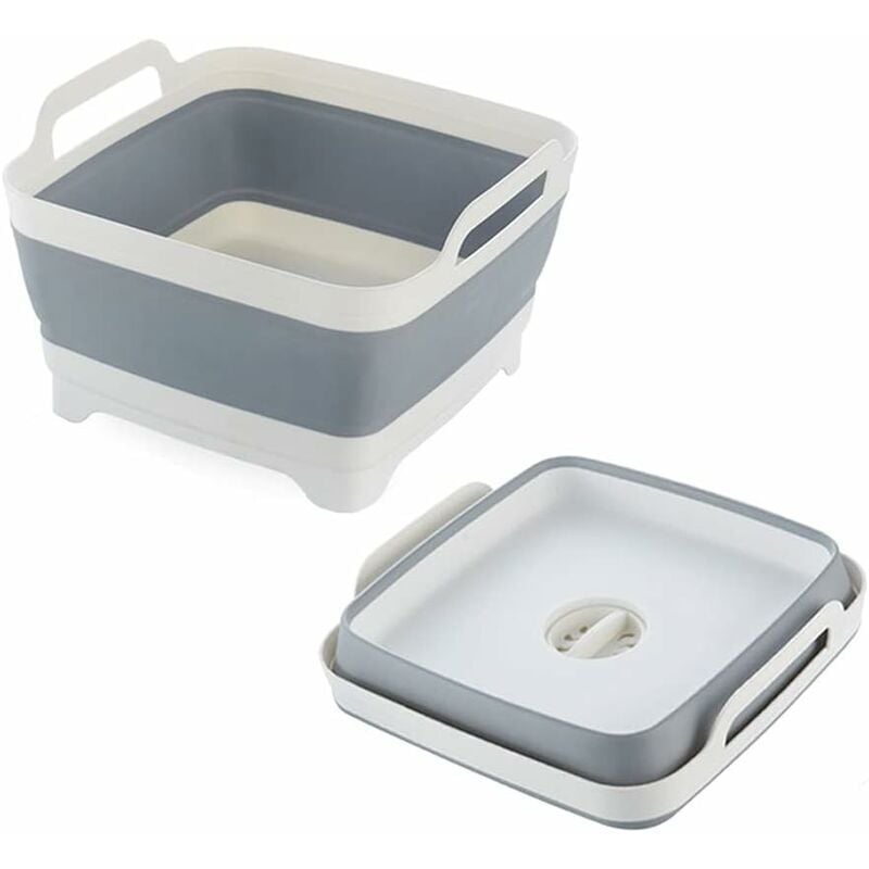 Tigrezy-Bassine Pliable, Lavabo Pliable avec Bouchon de Vidange et Poignées de Transport, Grande Capacité de 9L, évier de Camping-Car pour Légumes,