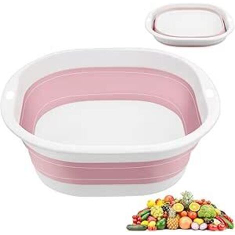 Bassine Pliable, 3.5 L Bassine Retractable Nettoyage Ménager Petite Bassine Bucket, Pliable Retractable Lavabo Multifonction, pour Salle de Bains, Cuisine, Jardin, Camping, Rose