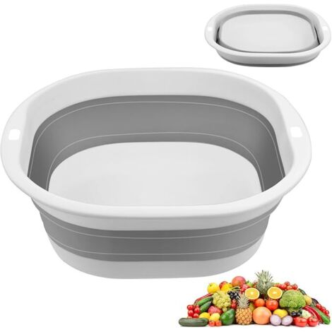 Bassine Pliable, 3.5 LBassine Retractable Nettoyage Ménager Petite Bassine Bucket, Pliable Retractable Lavabo Multifonction, pour Salle de Bains, Cuisine, Jardin, Camping, Gris