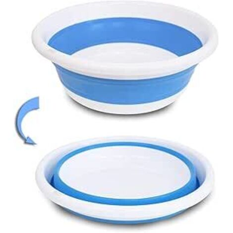 Bassine Pliable, Bassine Plastique (31cm, Bleu) Panier Linge Pliable, Petite Bassine, Bol Pliable, Utile dans la Salle de Bains, Cuisine, Jardin, Camping, en Caoutchouc thermostatique