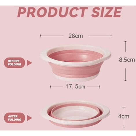 bassine Retractable, bassine Pliable, Bol à Vaisselle Rond Pliable Moyen Multifonctionnel, Bol Pliable Portable Peu encombrant pour Laver Les légumes, la Vaisselle, sous-vêtement (Rose)