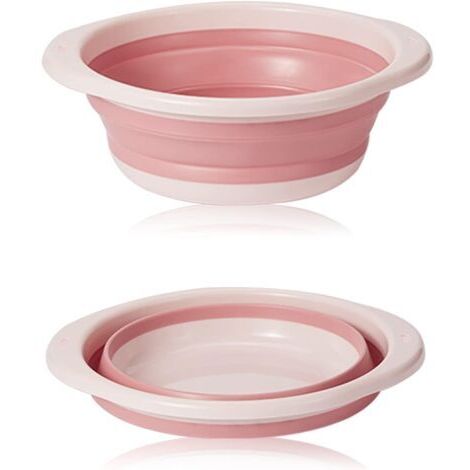 bassine retractable, bassine pliable, bol à vaisselle rond pliable moyen multifonctionnel, bol pliable portable peu encombrant pour laver les légumes, la vaisselle, sous-vêtement (Rose)