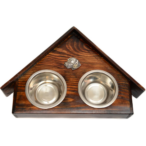 Bassotto III - supporto in legno con ciotole per cani, ciotole decorative per cani, regalo per l'adozione di un cane di Art-Dog