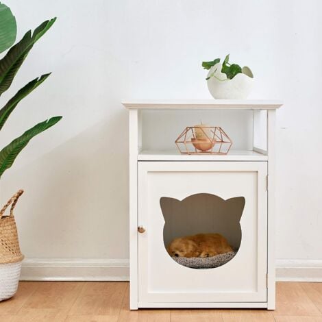 Cherry Tree Furniture Bastet Wooden Cat Cave Bedside Cabinet