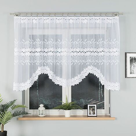 BASTIA - Fertiggardine aus Jacquard mit Schnitt unten - 250x120 cm - weiß