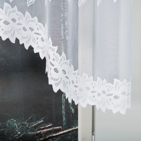 BASTIA - Rideau jacquard prêt-à-poser avec découpe en bas - 250x120 cm - blanc
