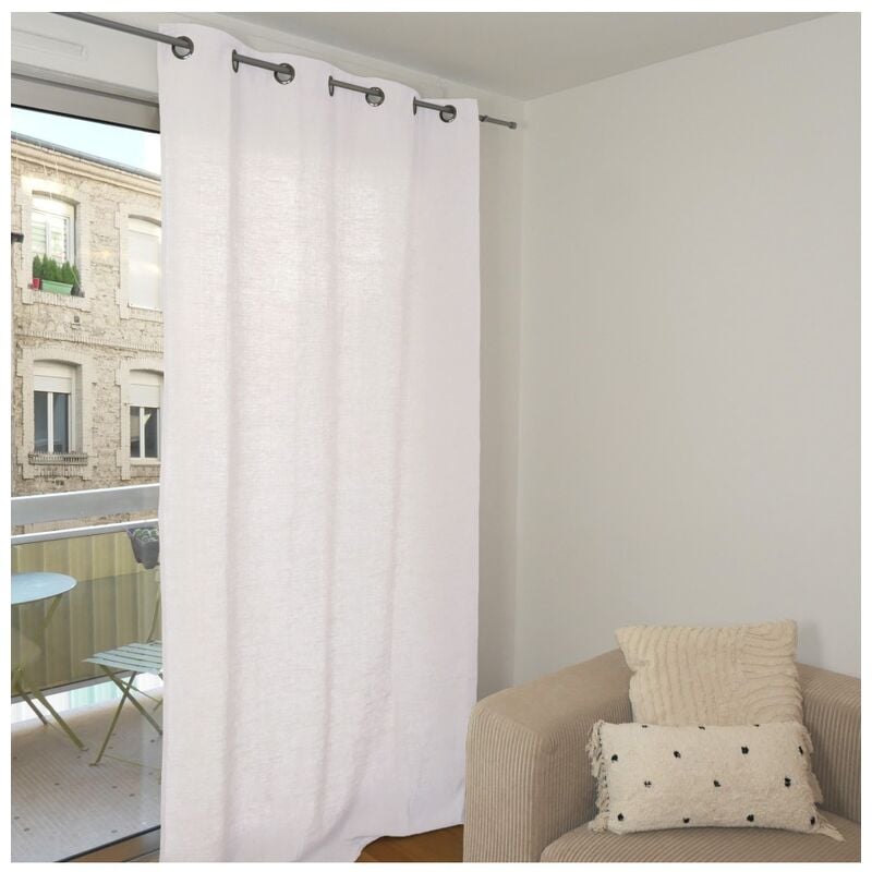 BASTIA - Rideau lin et coton 140x250 cm Coloris - Ecru