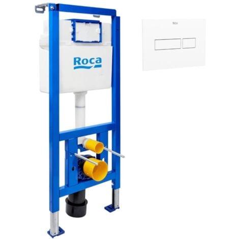 ROCA Bastidor de soporte para WC suspendido, instalación de tabiques ligeros, altura 112 cm, cisterna 2/4-6 L + placa blanca (ROW02-I