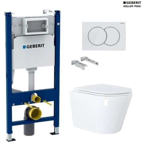 Bastidor GEBERIT Duofix pack cisterna empotrada y pulsador DELTA 01 bl br con inodoro suspendido VORTEX Orion 51,5 cm de KP