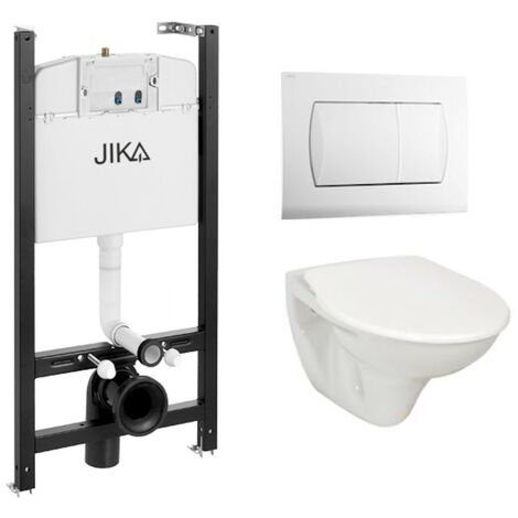 Set de inodoro inteligente suspendido con cisterna de 8 cm y placa  pulsadora de color negro Rada Mizu Bath